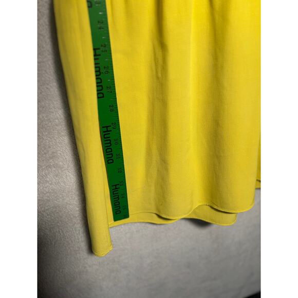 Eileen Fischer Tencel Viscose Crepe V-Neck Short Dress Yellow Size Medium - Picture 7 of 7